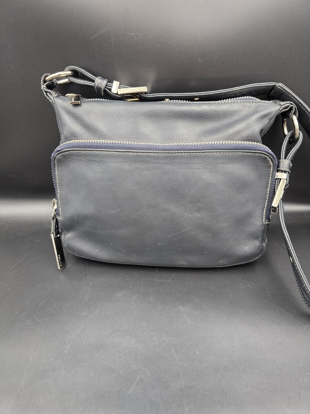 Men's Navy Leather Crossbody Bag - Sleek Everyday Carry
